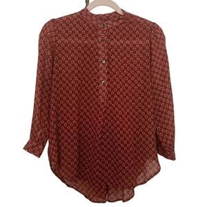 Madewell women's cotton 3/4 button up light weight top size xs